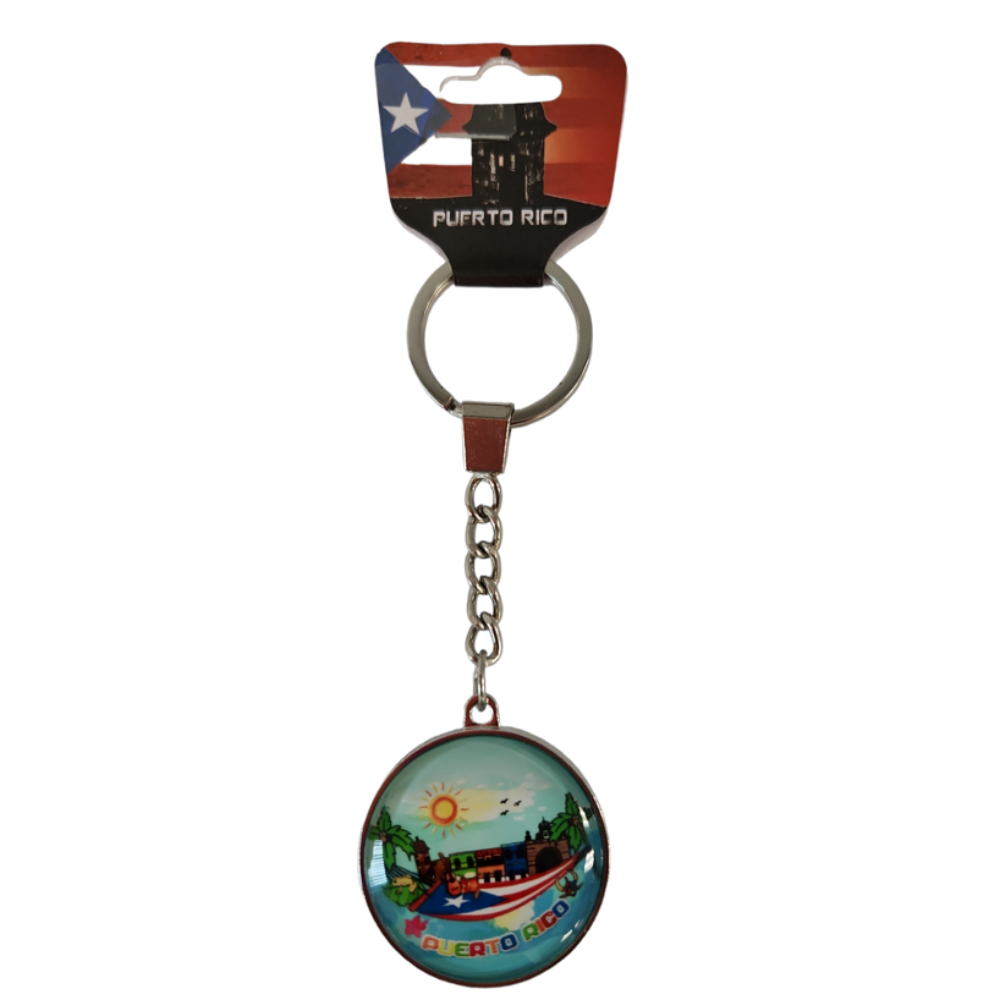Puerto Rico Round Keychain