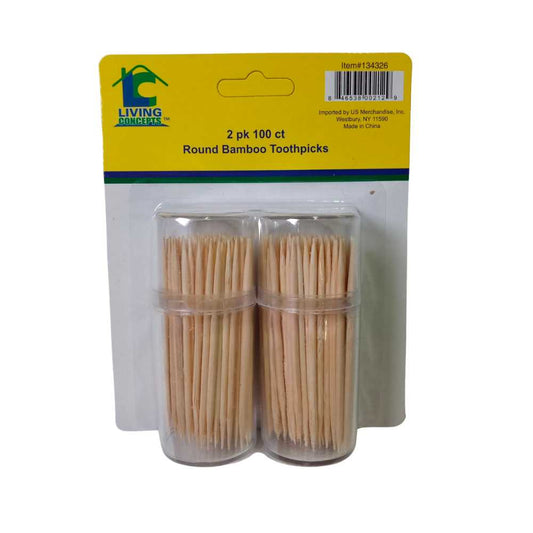 Round Bambu Toothpicks 2-Pack (100 count)
